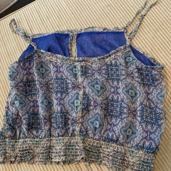 ae paisley spaghetti strap blouse crop top - Picture 2 of 4